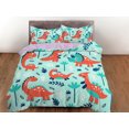 thumbnail image 3 of Ropa de cama de dinosaurio verde menta, ropa de cama infantil completa, bonito juego de funda nórdica, dinosaurio, 3 of 4