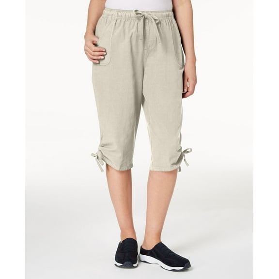 Karen Scott Cotton Ruched Skimmer Shorts Womens L Petite Gray shorts MSRP $28