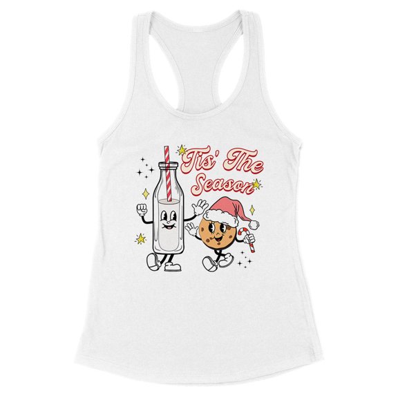 Holiday Tis the Season Tank Top Fitted Racerback Women's Large White