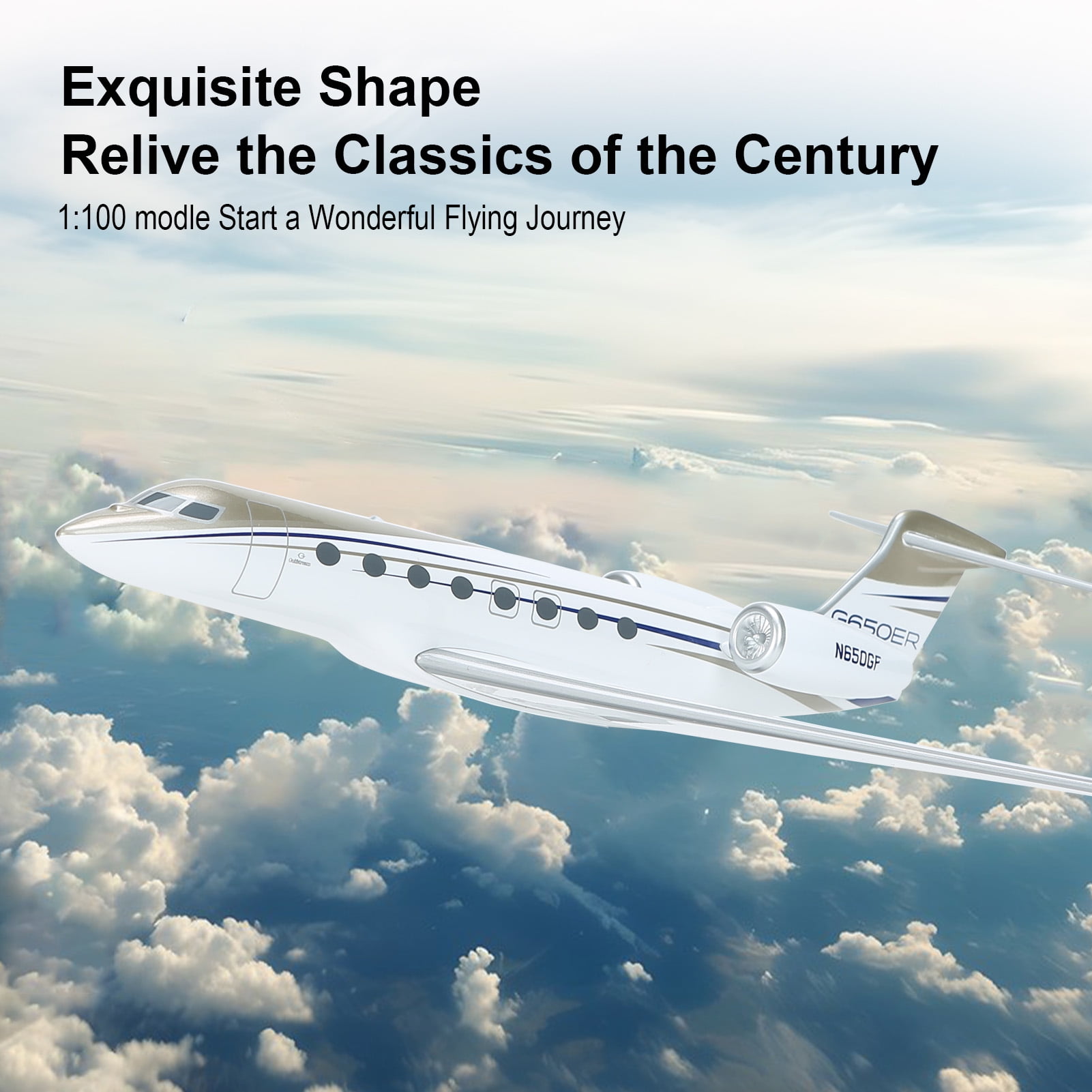 Gulfstream Jet Model 650, 11.81" Aviation Airplane Models Alloy Diecast Airplane, Resin Model Airplane with Stand and Gift Box Adult Collectibles and Decoration Gift