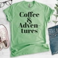 thumbnail image 2 of Coffee & Adventures T-Shirt, Unisex Women's Men's Shirt, Coffee Shirt, Caffeine Espresso Coffee Bean Shirt, Heather Apple Green, 3X-Large, 2 of 6