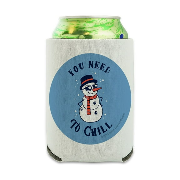 You Need To Chill Snowman Funny Humor Can Cooler - Drink Sleeve Hugger Collapsible Insulator - Beverage Insulated Holder