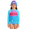 thumbnail image 2 of Tiijoy Girls Cute Ruffle Long Sleeve Rash Guard Swimsuit with Swim Cap, Sizes 3-4, 2 of 8