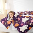 thumbnail image 3 of Homewish Watercolor Ghost Queen Bedding for Girls, Purple Floral Pumpkin Maple Leaf Bedding Comforter Set Queen, Halloween Reversible, 7-Piece, 3 of 7