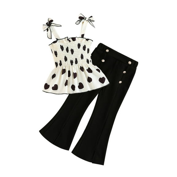 YuYuBao Toddler Girls Outfits Sets Summer Sleeveless Polka Dots Print Ruched Tank Tops With Long Pants Elastic Playwear Kids Girls Princess Clothes, 2-3 Years