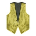 thumbnail image 5 of TiaoBug Men Women Sparkling Sequin Sleeveless Waistcoat Vest+Hat+Necktie for Disco Theme Party Gold 3XL, 5 of 6
