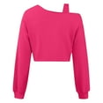 thumbnail image 5 of CheerKidz Women Fashion Asymmetrical Off Shoulder Long Sleeve Oversized Sweatshirt Cropped Casual Top Comfortable Loose Fit Trendy Streetwear Soft Breathable Everyday Wear(Hot Pink,L), 5 of 7