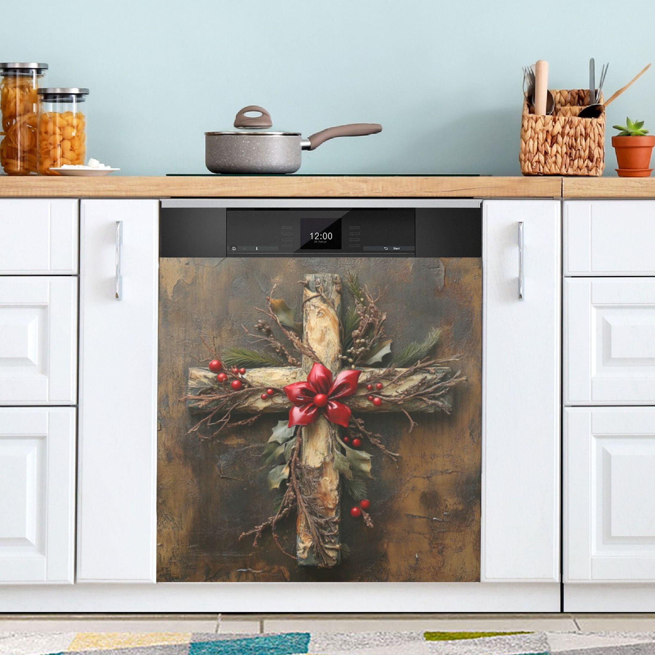 Dishwasher Magnetic Sticker 23x26 Inch Refrigerator Magnetic Sticker Washing Machine Magnetic Sticker Kitchen Panel Magnetic Sticker Home Decor Cute Cross Pattern