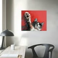 thumbnail image 4 of Orinice Cat Hand  Cat Salute Cute Black and White Cat Oil Painting, Cat Wall Art Room Aesthetic, Romantic Cafe Living Room Bedroom Cat Wall Decor 20''X16'' 20x16in, 4 of 6