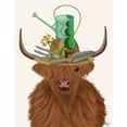 thumbnail image 2 of Fab Funky 15x18 Gold Ornate Wood Framed with Double Matting Museum Art Print Titled - Highland Cow and Gardeners Hat, 2 of 4