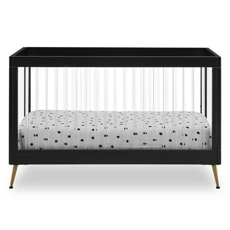 UPC: 0080213103583 | Delta Children Sloane 4-in-1 Acrylic Convertible Crib – Includes Conversion Rails Black with Melted Bronze