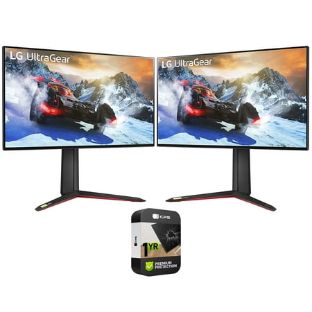 LG 27GP950-B 27 inch UltraGear 4K UHD Nano IPS 1ms 144Hz G-Sync Gaming Monitor 2 Pack Bundle with 1 YR CPS Enhanced Protection Pack
