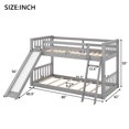 thumbnail image 2 of Jump Into Fun Bunk Bed Twin over Twin, Solid Wood Low Bunk Beds with Convertible Slide and Ladder, 11.6" Safety Guardrail and Anti-Slip Steps, Noise Free Floor Bunk Beds for Kids, Girls, Boys, Gray, 2 of 7