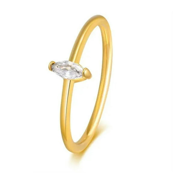 6mm Gold Cubic Zircon Stainless Steel Band Womens Wedding Thin Ring Size 5 6 7 8