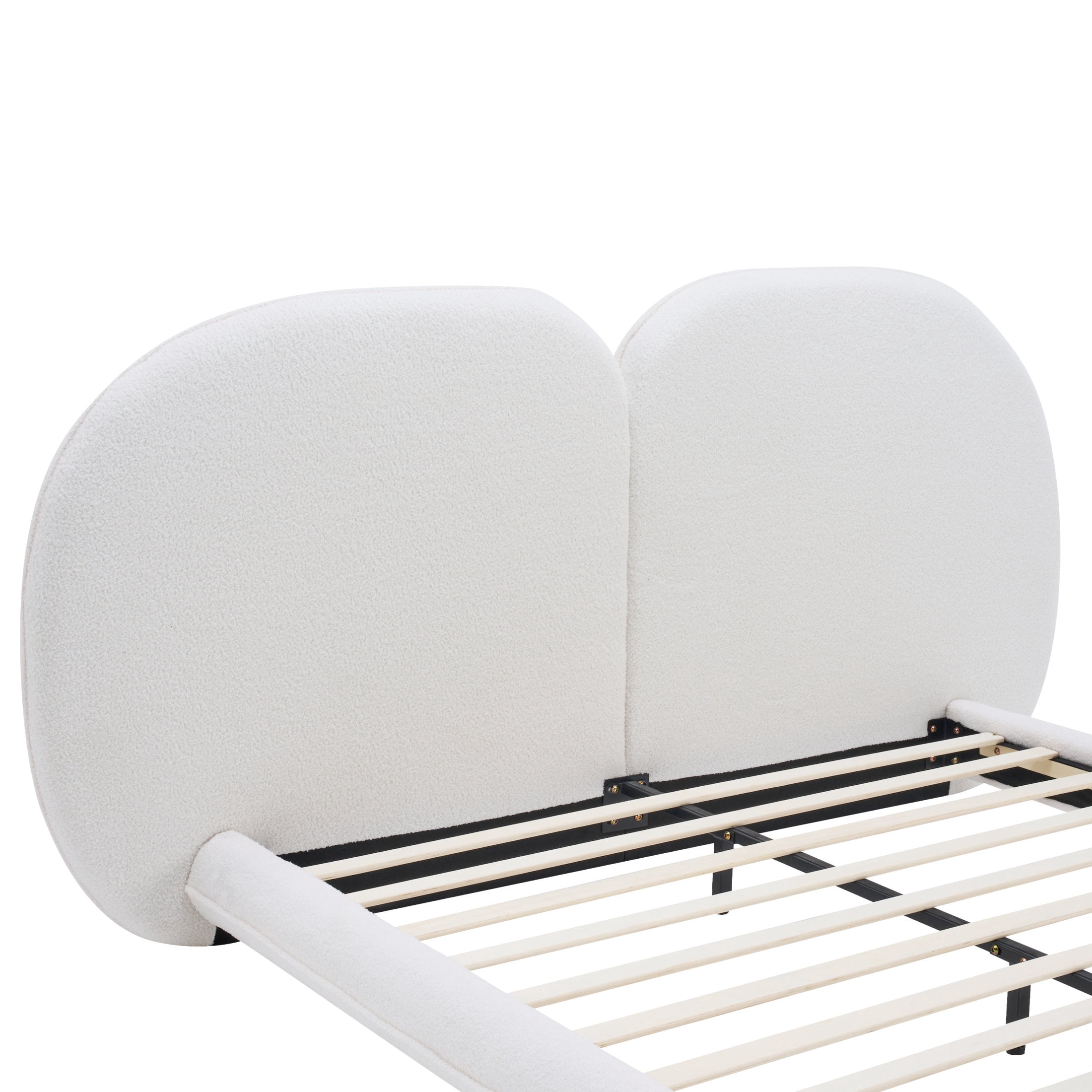 Christopher Knight Home Modern Teddy Fleece Platform Bed Frame with Split Headboard, Queen, White