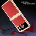 thumbnail image 4 of Compatible Leather Case for Samsung Galaxy Z Flip 3 5g Case with Hinge Protection,Plating PC with Leather Cover Phone Case for Galaxy Flip 3 Case,Samsung Z Flip 3 Case Samsung Flip Z 3 Case Red, 4 of 9