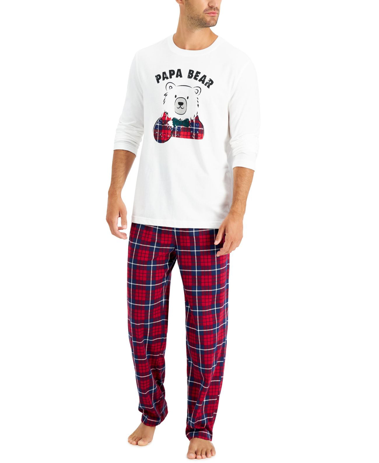 Family Pajamas Matching Men’s Papa Bear Novelty Plaid Pajama Set, Red ...
