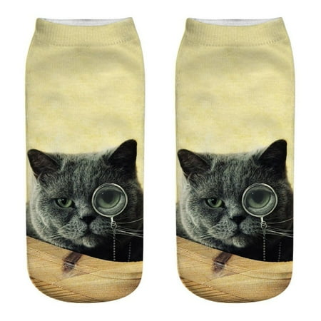 

Kunpeng Unisex Funny 3D Cat Printed Casual Socks Cute Low Cut Ankle