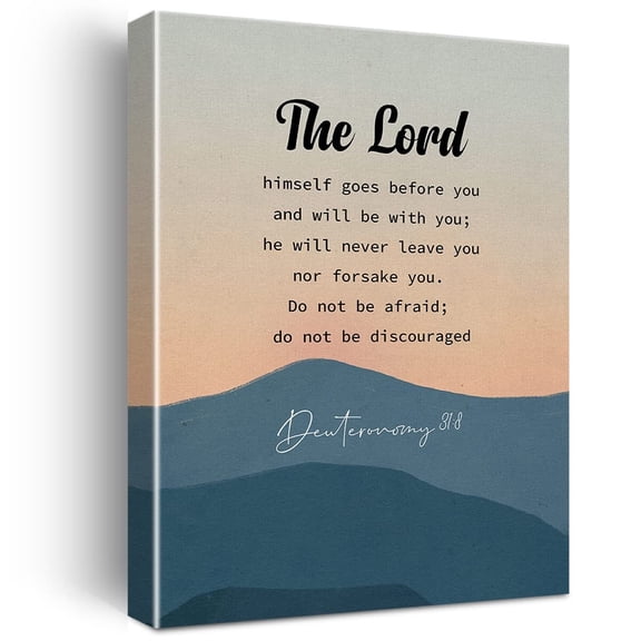 Christian Wall Art Deuteronomy 31:8 The Lord Himself Canvas poster Print Inspirational Quote Scripture Artwork Painting for Home Wall Decor