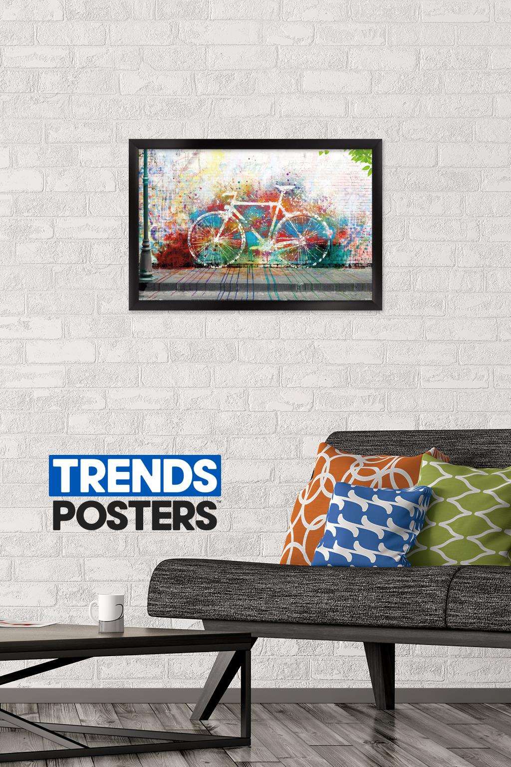 Ghost Bike Wall Poster, 14.725" x 22.375", Framed