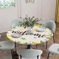 thumbnail image 5 of Lemon Farmhouse Round Tablecloth for 36-44 Inch Tables,Fitted Table Cover with Elastic Edge,Summer Fruit Botanical Beige Burlap Waterproof Outdoor Table Cloth Protector for Patio Garden Dinner Picnic, 5 of 9