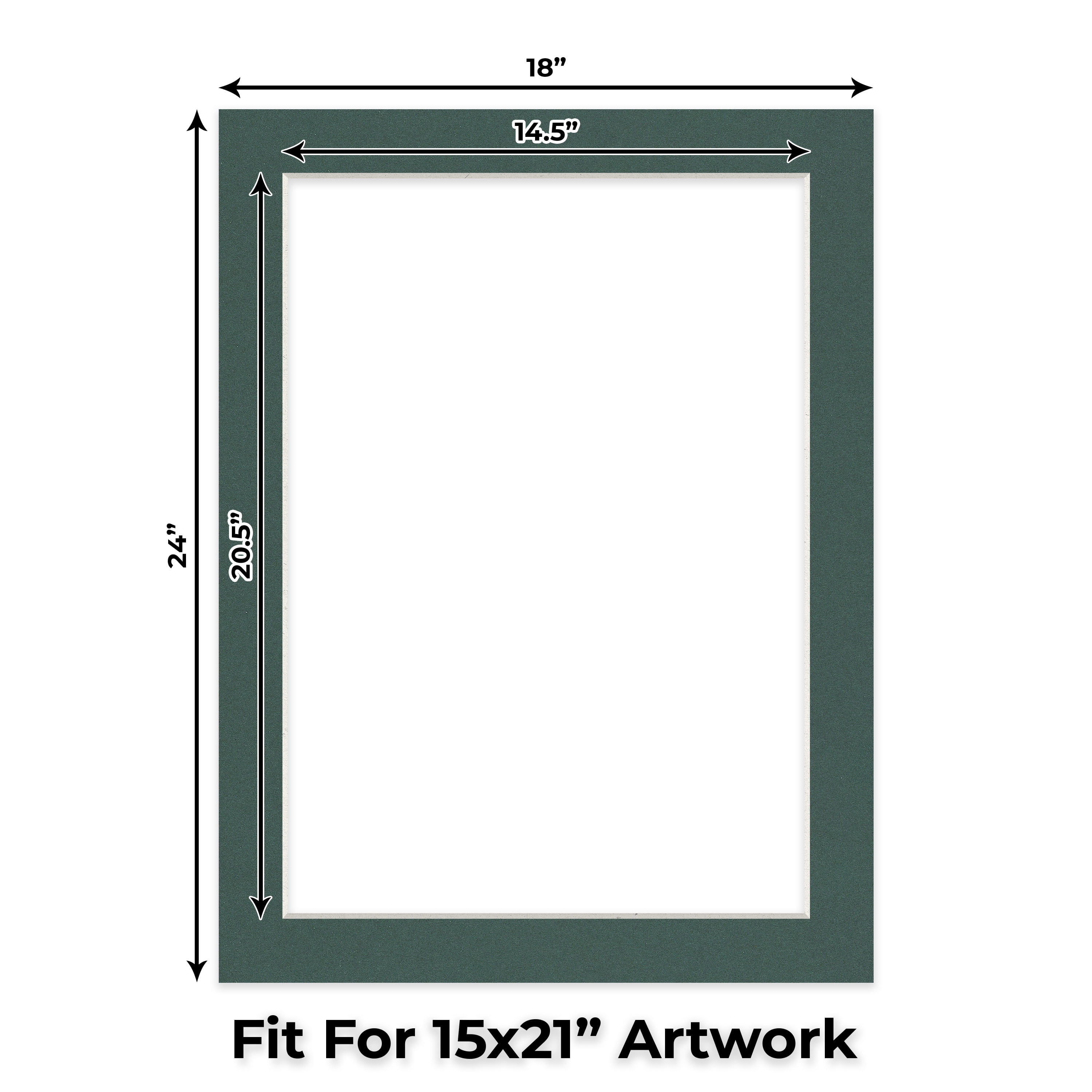 Spruce Green Picture Frame Mat for 18x24 Frames - Fits 15x21 Photos - 25 Mats