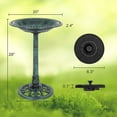 thumbnail image 4 of 28 Inch Pedestal Bird Bath Solar Fountain Birdbaths with Steel Ground Anchors Weather Resistant Resin Antique Green Garden Decor for Outdoor Lightweight Courtyard, 4 of 11