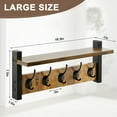 thumbnail image 7 of cyrico Coat Rack with Shelf, Coat Rack Wall Mount with 5 Hooks Wood Wall Coat Hanger with Shelf for Entryway, Bathroom, Living Room, Bedroom, Kitchen, Hallway, Balcony, Rustic Brown, 7 of 7
