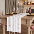 thumbnail image 2 of White Wood Grain 120 Inch Table Runner, Country Farmhouse Wooden Plank Farmhouse Dresser Scarf Cotton & Linen Tablerunner for Dining/Kitchen Island/Holiday Party Décor 13" x 120", 2 of 9
