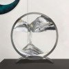 Cuadro de arena en movimiento con marco redondo de cristal, escena de arena marina con movimiento líquido, ideal para decorar el hogar, la oficina o la estantería (50 ml).