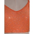 thumbnail image 6 of inlzdz Womens Dance Outfit V-Neck Camisole High-Waist Mesh Skirts 2-Piece Set for Stage Performance Orange L, 6 of 7