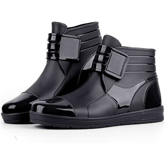 Tejiojio Fall Clearance Men's Fashion Rain Boots Low To Help Non-Slip Solid Color Waterproof Boots