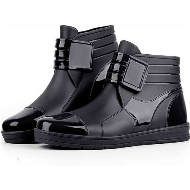 LSLJS Bottes Cheville pour Hommes, Bottes de Pluie Basses Mode pour Hommes Antidérapantes Couleur Unie
