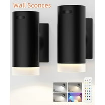 LED Wall Sconces, Set of 2 Battery Operated Wall Sconces with Rechargeable, 12RGB & 3CCT Dimmable Wireless Magnetic Lights for Bedroom, Living Room, Picture