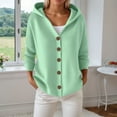 thumbnail image 2 of UJNDER Women's Knitted Hooded Cardigan Coat with Buttons for Casual Autumn and Winter Outfits and Fashion Green M, 2 of 4