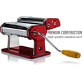 thumbnail image 3 of OVENTE Manual Stainless Steel Pasta Maker Machine and 7 Thickness Setting (0.5 to 3 mm), Easy Cleaning & Storage with Attachments of Hand Crank Roller Noodle Cutter & Countertop Clamp, Red PA515R, 3 of 10