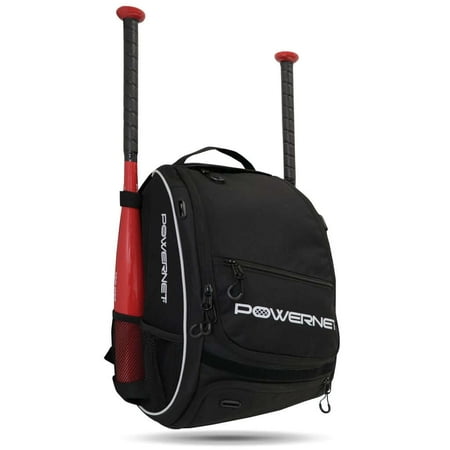 PowerNet Starter Backpack, Softball & Baseball Bag, Organized Pockets for Baseball Accessories, Helmet, Gloves, Catchers Gear & Baseball Bat Sleeves, Youth Travel Sports Backpack (1 Backpack)