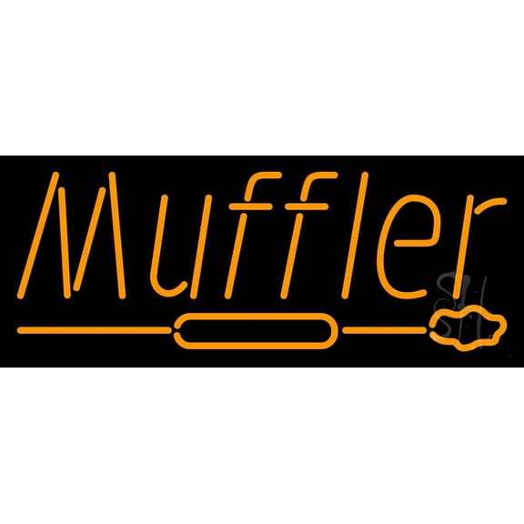 Orange Muffler With Logo LED Neon Sign 10 x 24 - inches, Clear Edge Cut Acrylic Backing, with Dimmer - Bright and Premium built indoor LED Neon Sign for automotive store, and mall.