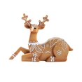thumbnail image 1 of Estatua de reno navideño, figura de alce navideño, adorno de fiesta, adorno de animal Marrón sentado, 1 of 9
