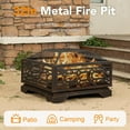 thumbnail image 3 of Outdoor Fire Pit, 32 Inch Wood Burning Firepit for Outside with Mesh Cover & Fire Poker, Large Square Metal Fireplace for Patio, Backyard, Garden, Bonfire Party, 3 of 6