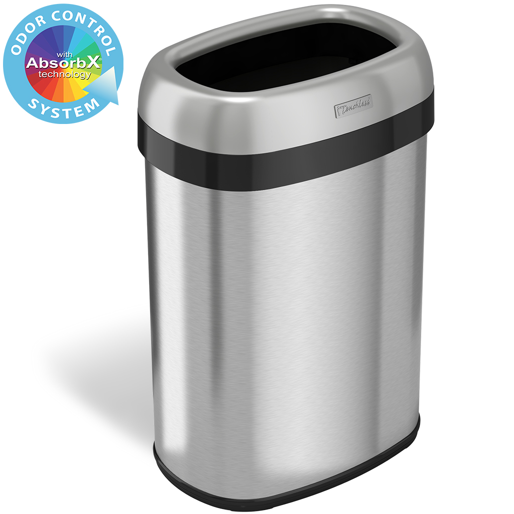 iTouchless DualDeodorizer Oval Open Top Trash Can