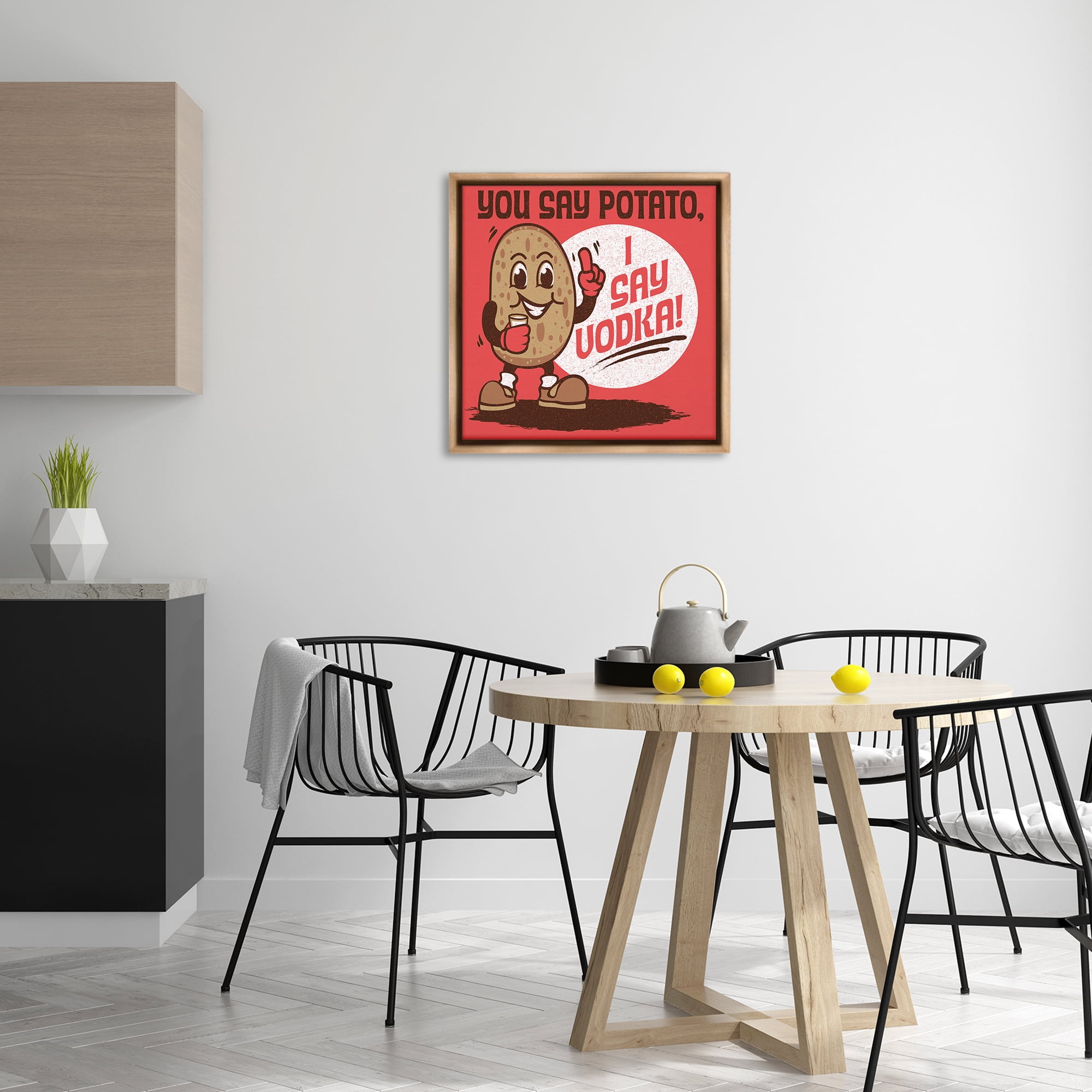 Stupell Industries Funny Potato & Vodka Food & Beverage Painting Brown Floater Framed Canvas Art Print Wall Art, 25 x 25