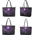 thumbnail image 3 of TSOVTHRID Purple Skull Print Handbag and Wallet Top Handle Purse with PU Matching Wallet, Black Tote Shoulder Bag Top Handle Bag Satchel Handbag for Women Shopping Working, 3 of 7