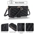 thumbnail image 4 of Dswteny Argyle Wallet Case for Samsung Galaxy A21S with Wrist Strap Shoulder Strap, Zipper Purse PU Leather Flip Credit Card Holder Stand Accessories Cell Phone Cover for A 21S Women Girls Black, 4 of 8