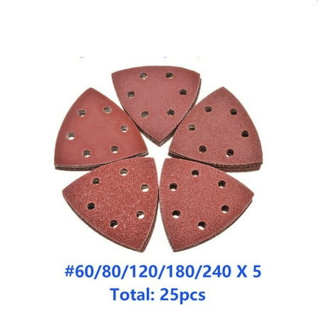 25pcs Sanding Sheets Triangle Sandpaper Mixed Grits 60-240 For Oscillating Multi Tool Sanding Pad Multi Grit
