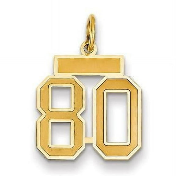 14k Yellow Gold Satin Brush Finish Small Size Number 80 Charm Pendant