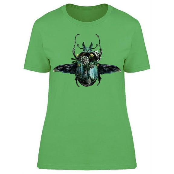 Bug Scarab Flowers T-Shirt Women -Image by Shutterstock, Female Medium
