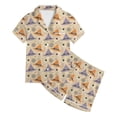 thumbnail image 3 of Kids Halloween Pajamas, Girls Pajama Set Short Sleeve Button Down Silky Satin Boys Girls PJS Kids Sleepwear Soft Summer Nightwear Loungewear Set Halloween Gifts for 9 Months - 13 Years Kids, 3 of 5