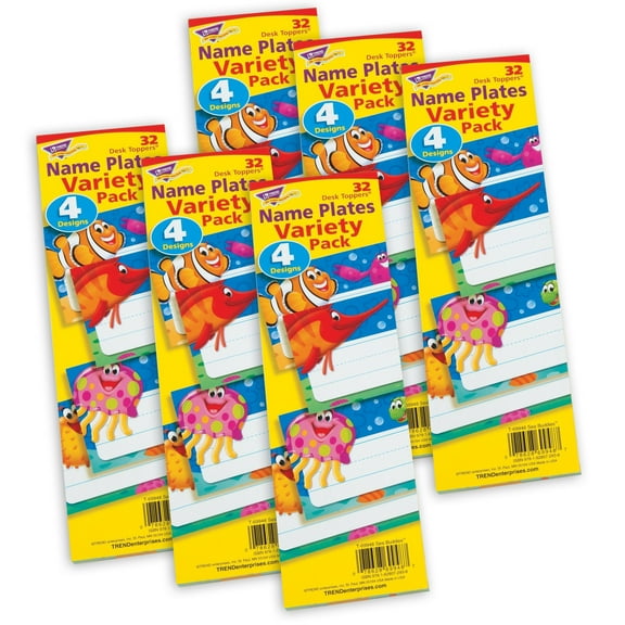 TREND Sea Buddies Desk Toppers Name Plates Variety Pack, 32 Per Pack, 6 Packs