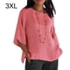 thumbnail image 1 of Sonducket Ropa de mujer Camisa de cuello de manga 3/4 Top casual de lino de algodón de manga 3/4 Prendas para la parte del cuerpo rosado 3XL, 1 of 1